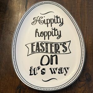 Arlington Designs Black & White Easter Egg Shaped Plate